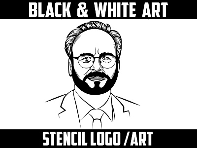 black and white vector face portrait