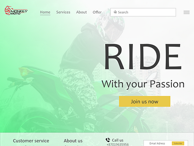 Moneky moto Landing page landing page ui ux