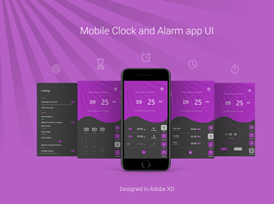 Simple Mobile clock app UI alarm app alarmclock clock design ui ux