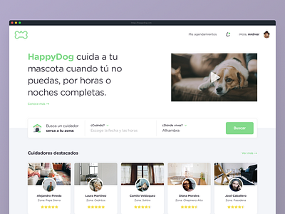 HappyDog · 2016 animals dogs landing listing ui web