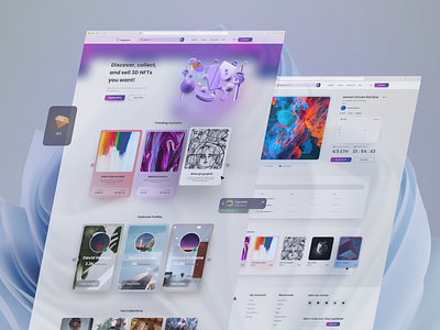 FungibleSEA Landing blockchain branding defi design figma interaction light mode marketpalce minimal nft nft marketplace opensea ui ux web design