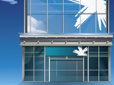 Part of banner for Telecom glass and steel building illustration vector