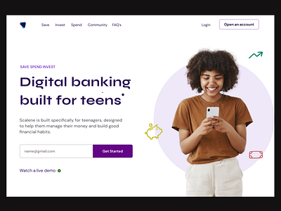 scalene- banking for teens design fintech saas ui