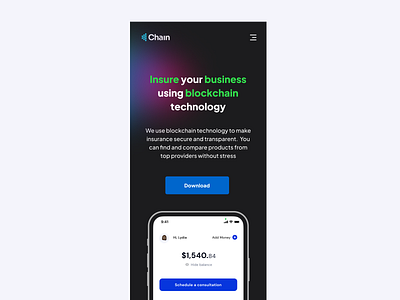 Insurtech Mobile Landing Page b2b branding design fintech saas ui