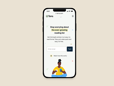 mobile landing page for news site