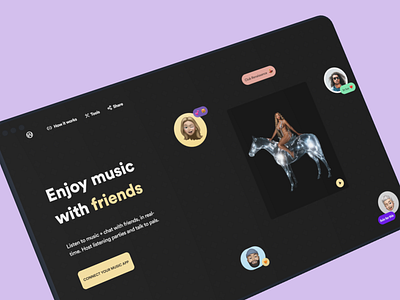 wave-listen to music and chat with friends in real time b2b beyonce branding design fintech illustration landing page logo saas ui vector