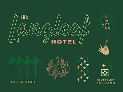 The Longleaf Hotel brand marks emblem forest hotel logo logotype longleaf mark motor lodge pine trees pinecone
