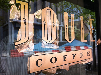 Joule Coffee copper leaf coffee copper gild identity logo