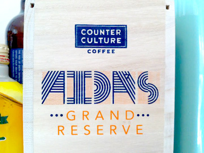 Aida's Grand Reserve coffee packaging screen print wood