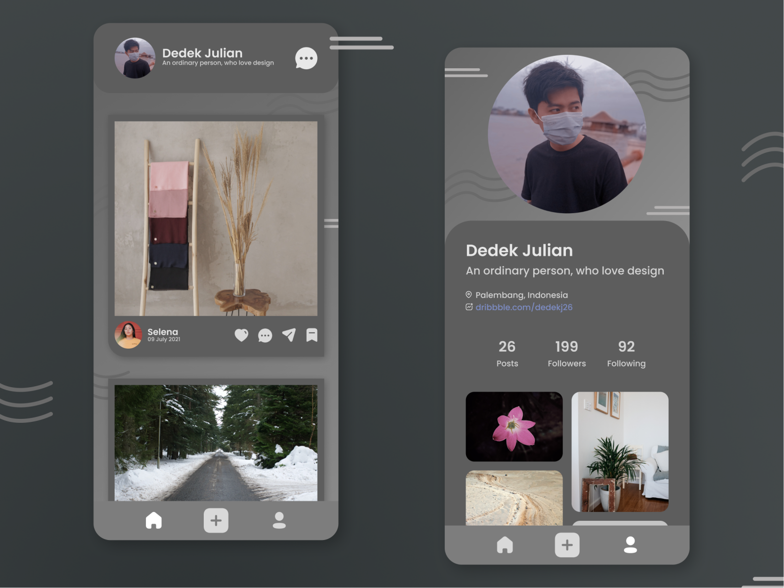 Social Media Mobile App Dark Mode UI by Dedek Julian on Dribbble