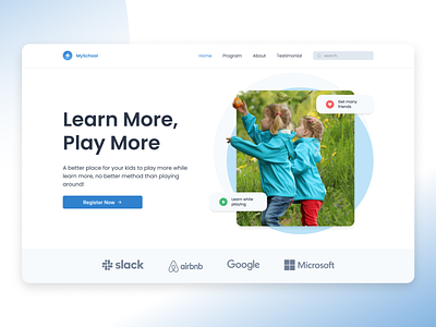 Kindergarten School Website Landing Page app child children design figma figma design illustration kids kindergarten minimal school ui ux