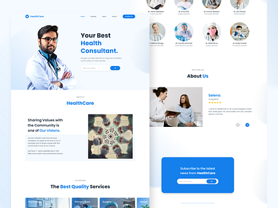 Health Consultant Website Landing Page UI adobe bootstrap branding covid doctor figma futuristic health illustration logo minimal modern presentation tailwind ui user interface web web design website xd