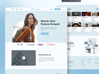 E-Course Website Landing Page UI app branding course design e course figma figma design illustration landing page learn logo minimal online course study ui ux video