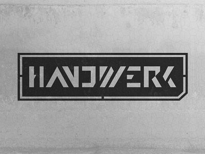 HANDWERK badge custom font cyberpunk industrial kraftwork logo stencil