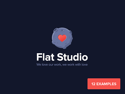 Working on Flat Studio logo branding flat flat studio heart icon identity logo logotype love moon