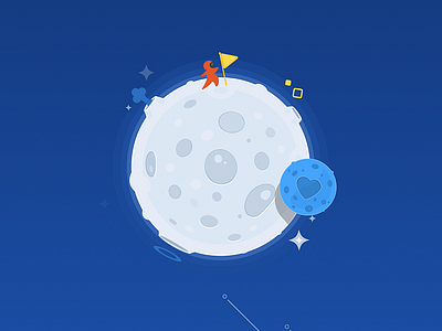 Flatstudio moon austronaut flatata flatstudio galaxy heart illustration moon planet space ui ux