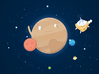 Pluto Loves You flat flatata flatstudio hear illustration love moon planet pluto pluton raket space
