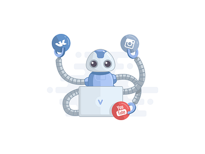 Vkmix Robot fb grade illustration mail robo robot social vk vkmix vkontakte youtube