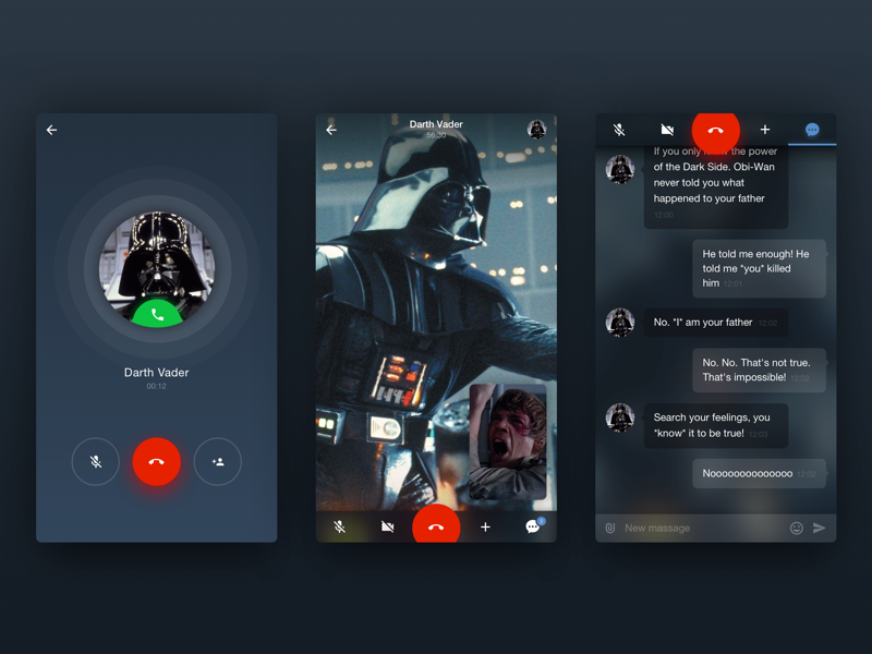 Dark side calling for iPhone app application chat companies creators dialog ios message msg riends ui ux