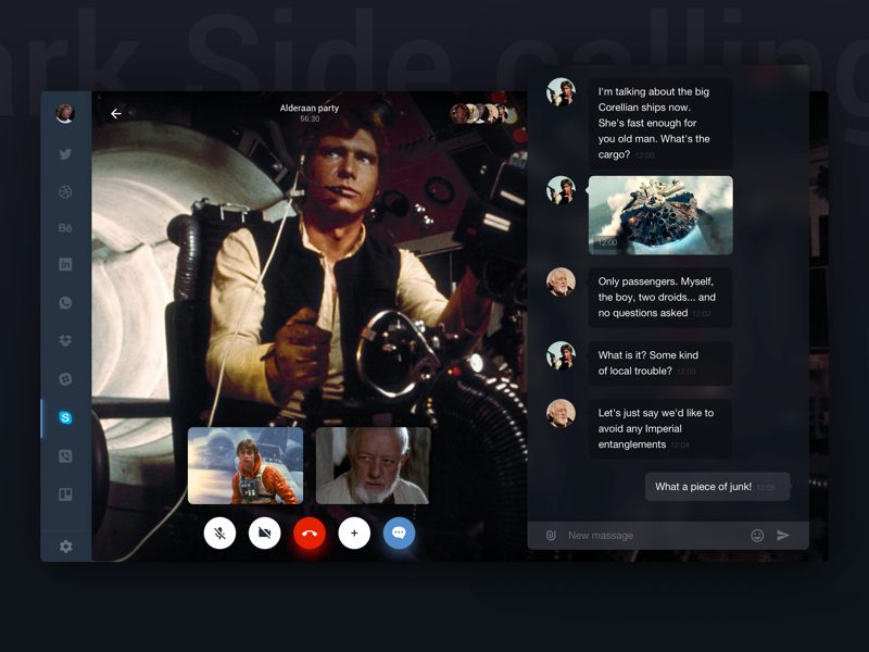 Dark side calling for mac app application chat companies creators dialog ios message msg riends ui ux