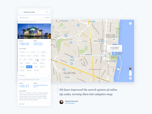 Ui for zip codes map by Flatstudio on Dribbble