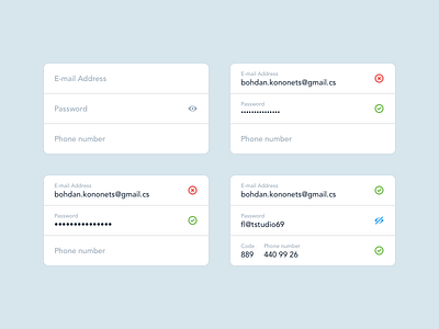 Ui Elements - #8 elements email flat inputs login password phone registration ui ux