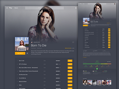 Google - Play Music google google play music play music profile album profile singer redesign search ui ux