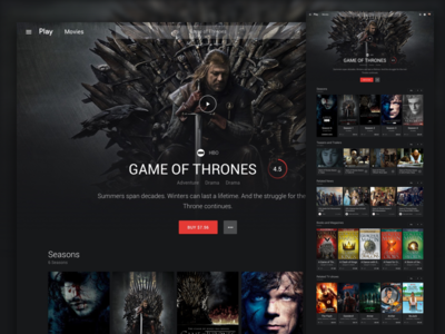 Google - Play Movies game of thrones google google play material movie movies profile redesign