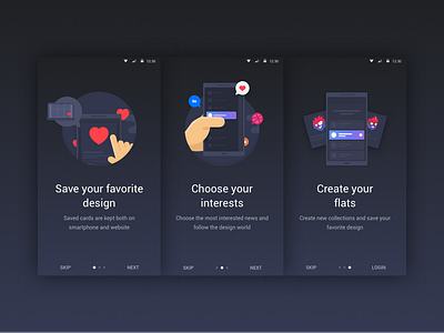 Onboarding screens for Flatun