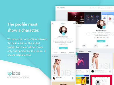 UpLabs - Profile adaptive avatar cover material profile redesign responsive ui uplabs ux