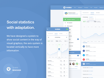 Social statistics flat redeisgn redesign social statistics ui user ux vk vkmix