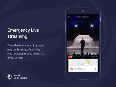 Emergency Live streaming android app dark material emergency flare ios live material screen video