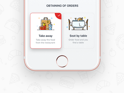 Obtaining of orders - FB. App android app flat flatstudio food berry illustration ios