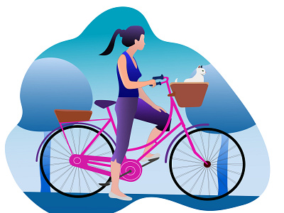 bicyle driving flat design flat illustration girl illustration illustration vector