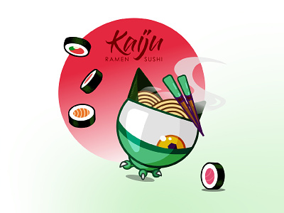 Kaiju fun design illustration kaiju monsters ramen sushi