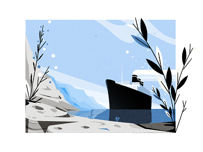 Fjord cruise design illustration illustrator minimalist retro skyline texture vector