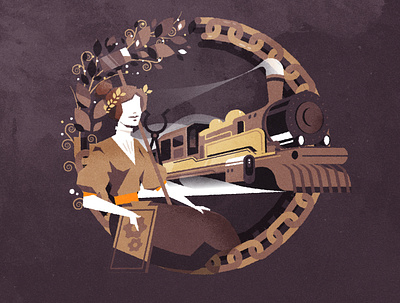 Industry, Science and technology :) art nouveau emblem illustration illustrator logo minimalist texture train vector