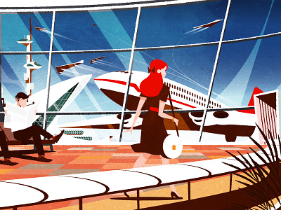 Retro Airport architecture futurism illustration illustrator minimalist retro texture vector