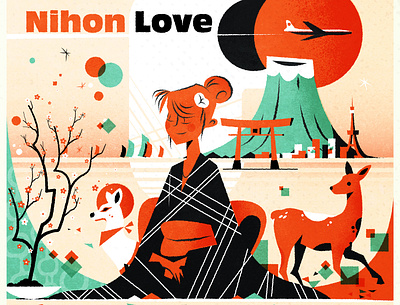 Nihon Love city design futurism illustration japan minimalist retro texture vector