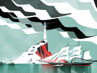 Lighthouse architecture illustration illustrator lighthouse minimalist retro skyline texture vector