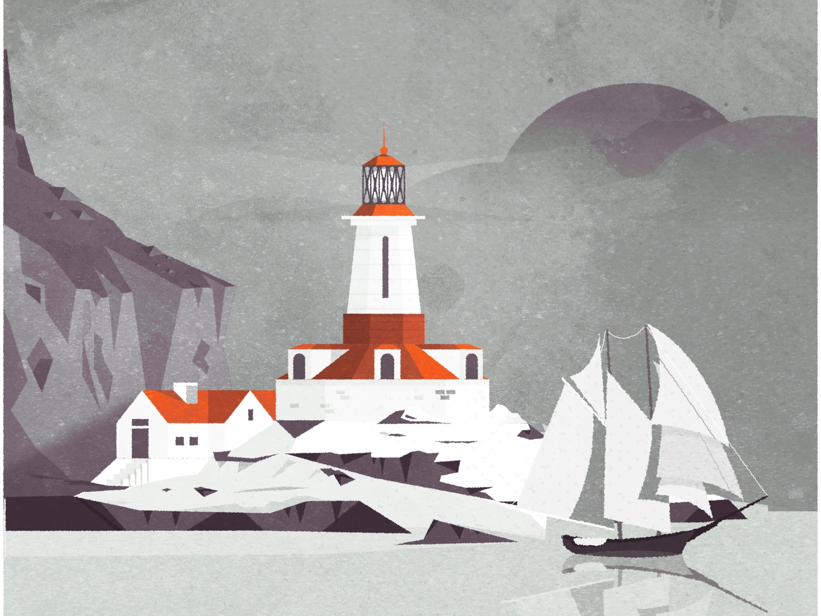 Lighthouse in subdued colours architecture illustration illustrator lighthouse logo minimalist texture vector
