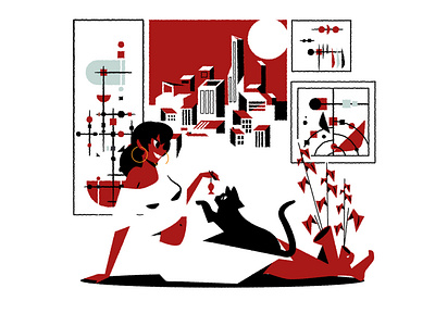 Play time city illustration illustrator minimalist negative space texture vector woman