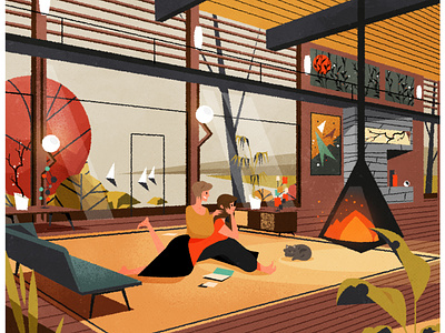 Fancy living architecture design illustration illustrator retro texture vector