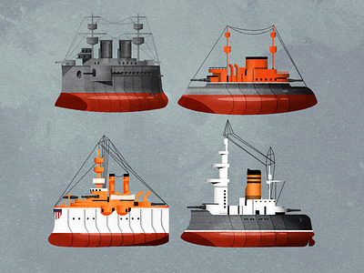 Pre-dreadnought cuties boats chibi cute design design art illustration illustrator minimalist ships texture vector