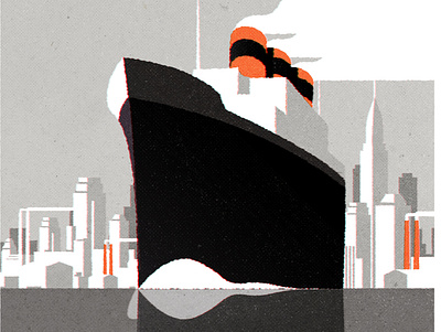 Art Deco Ocean Liner architecture city design illustration illustrator minimalist retro skyline texture vector