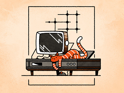 More kitties and retro computers cat design futurism illustration illustrator minimalist retro texture vector