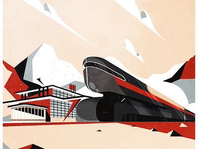 Retro train affiche burlington illustrator minimalist poster station texture train vector