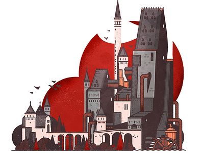 The Red Castle architecture city design illustration illustrator minimalist texture vector