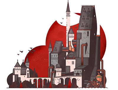 The Red Castle architecture city design illustration illustrator minimalist texture vector