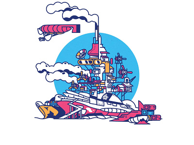 Fallout Fanart city design illustration illustrator logo minimalist texture vector